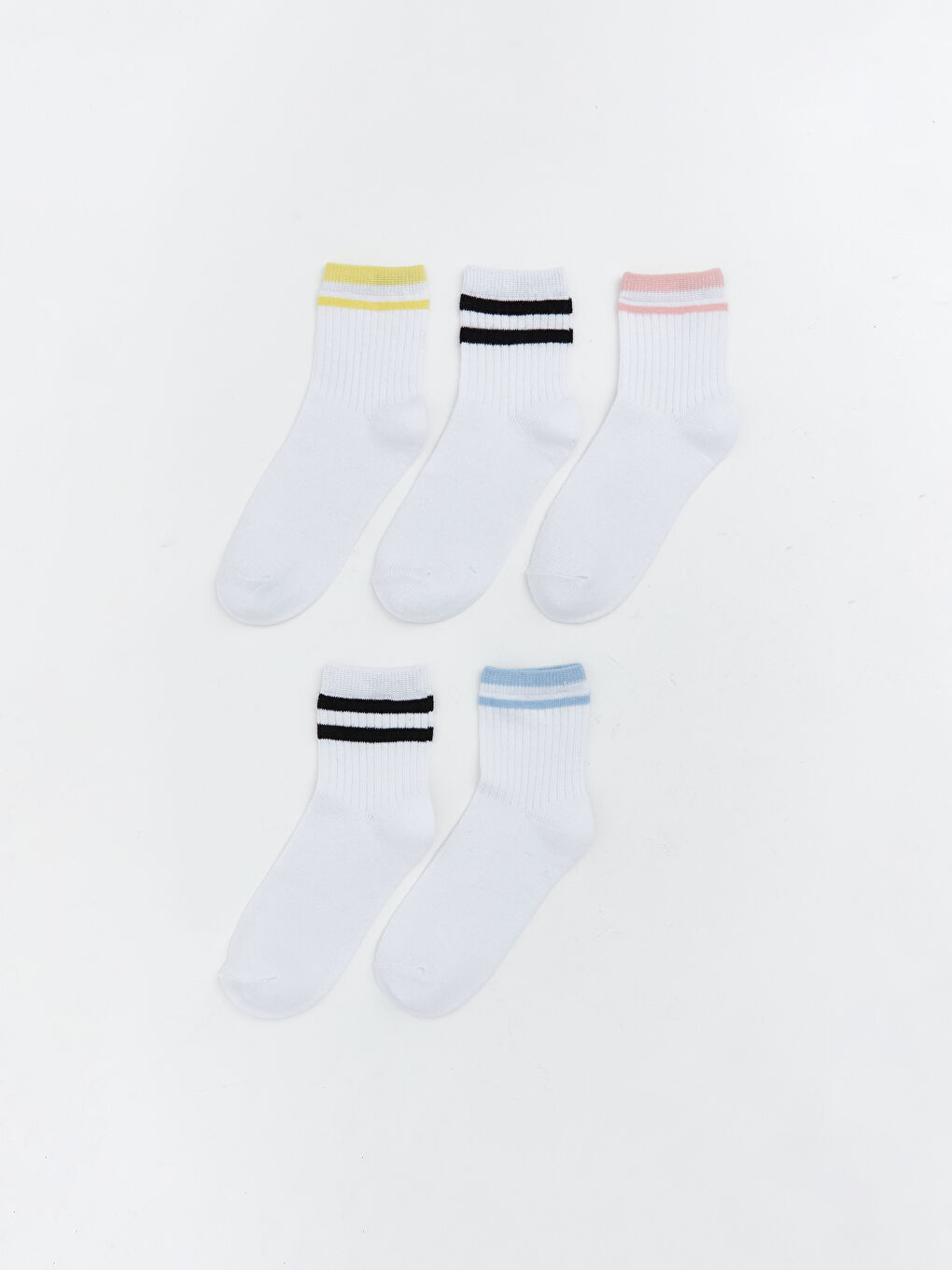 Striped Girls' Ankle Socks 5 Pack