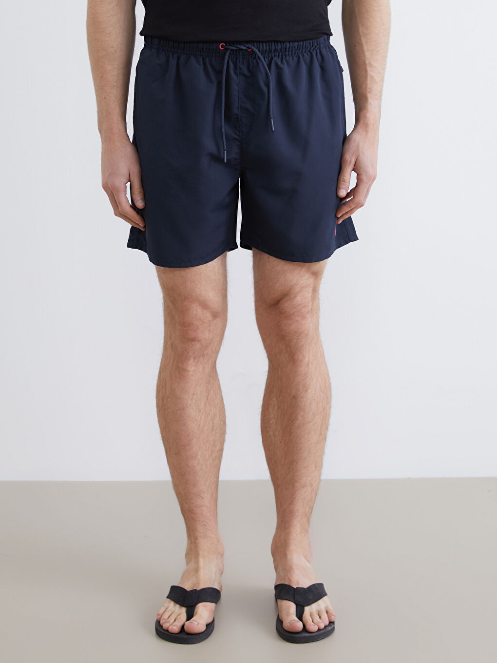 İndigo Diz Hizası Boy Basic Erkek Deniz Şortu-1