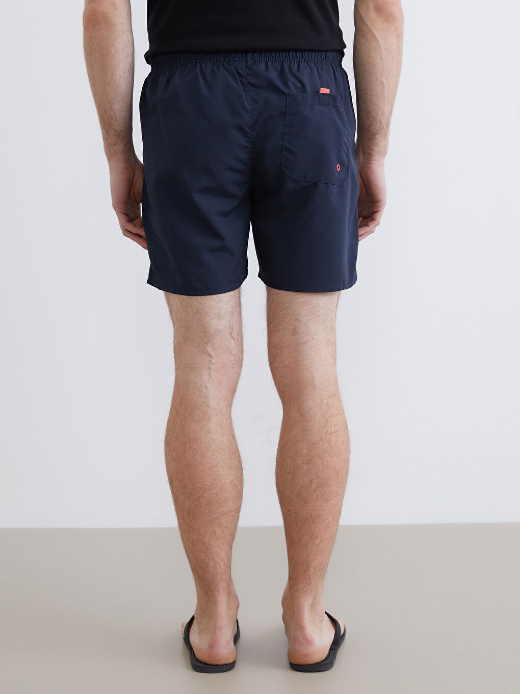 İndigo Diz Hizası Boy Basic Erkek Deniz Şortu-3