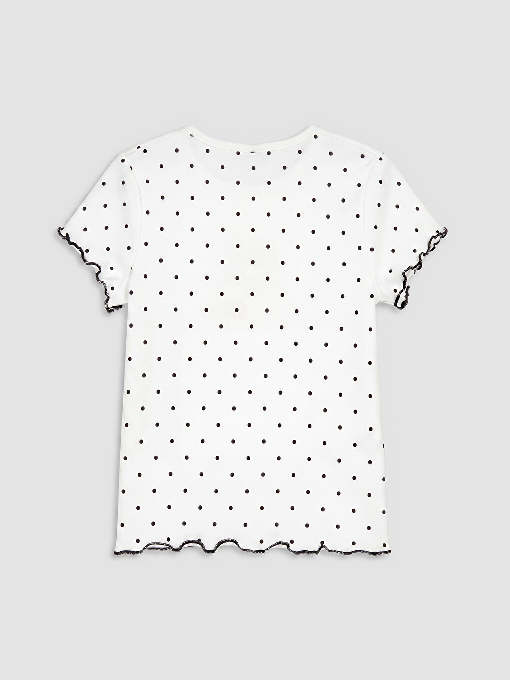 Crew Neck Polka Dot Printed Girls' T-Shirt-1