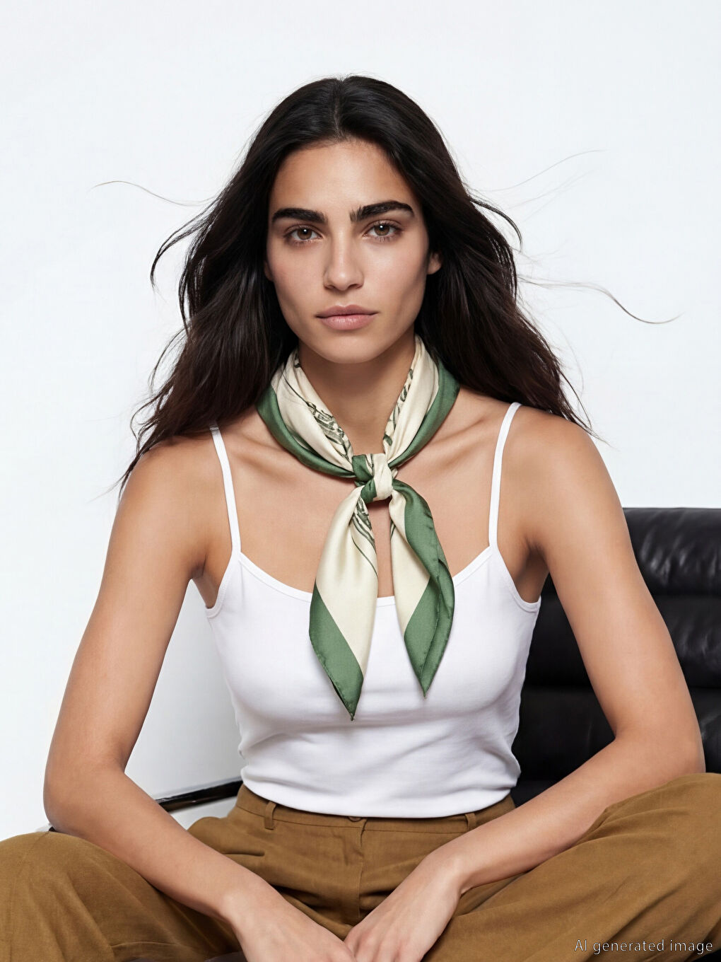 ქალის თასმებიანი მაისური U-ს ფორმის დეკოლტეთი