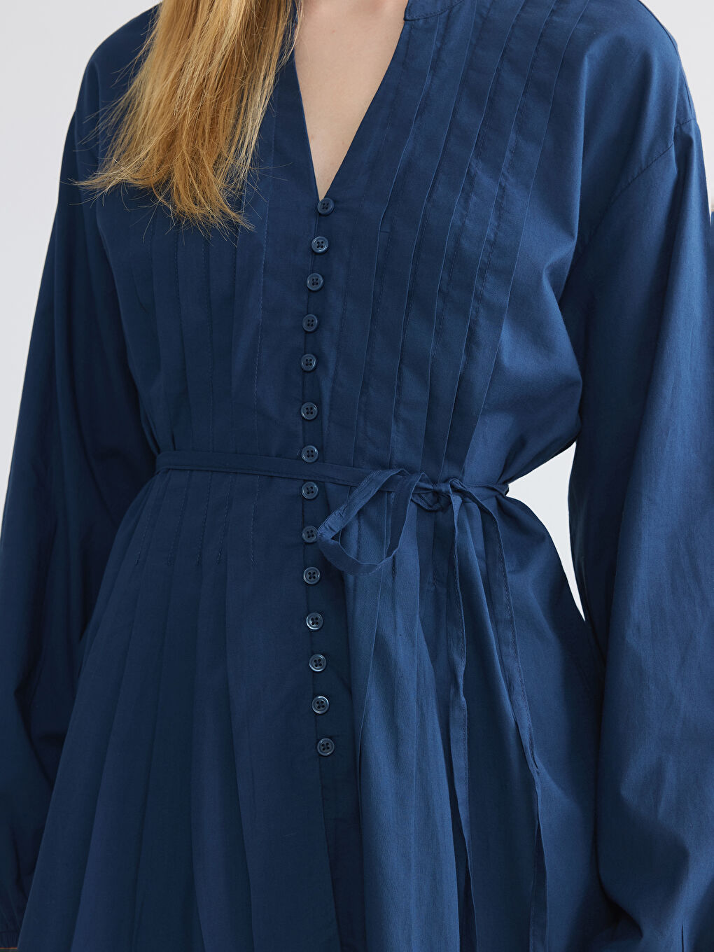 Notch Neck Pleated Blouse-2