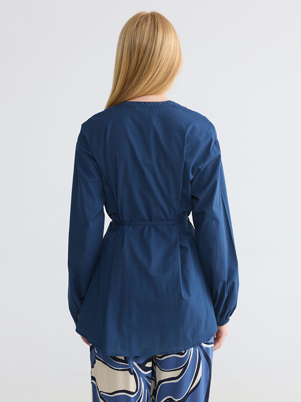 Notch Neck Pleated Blouse-3