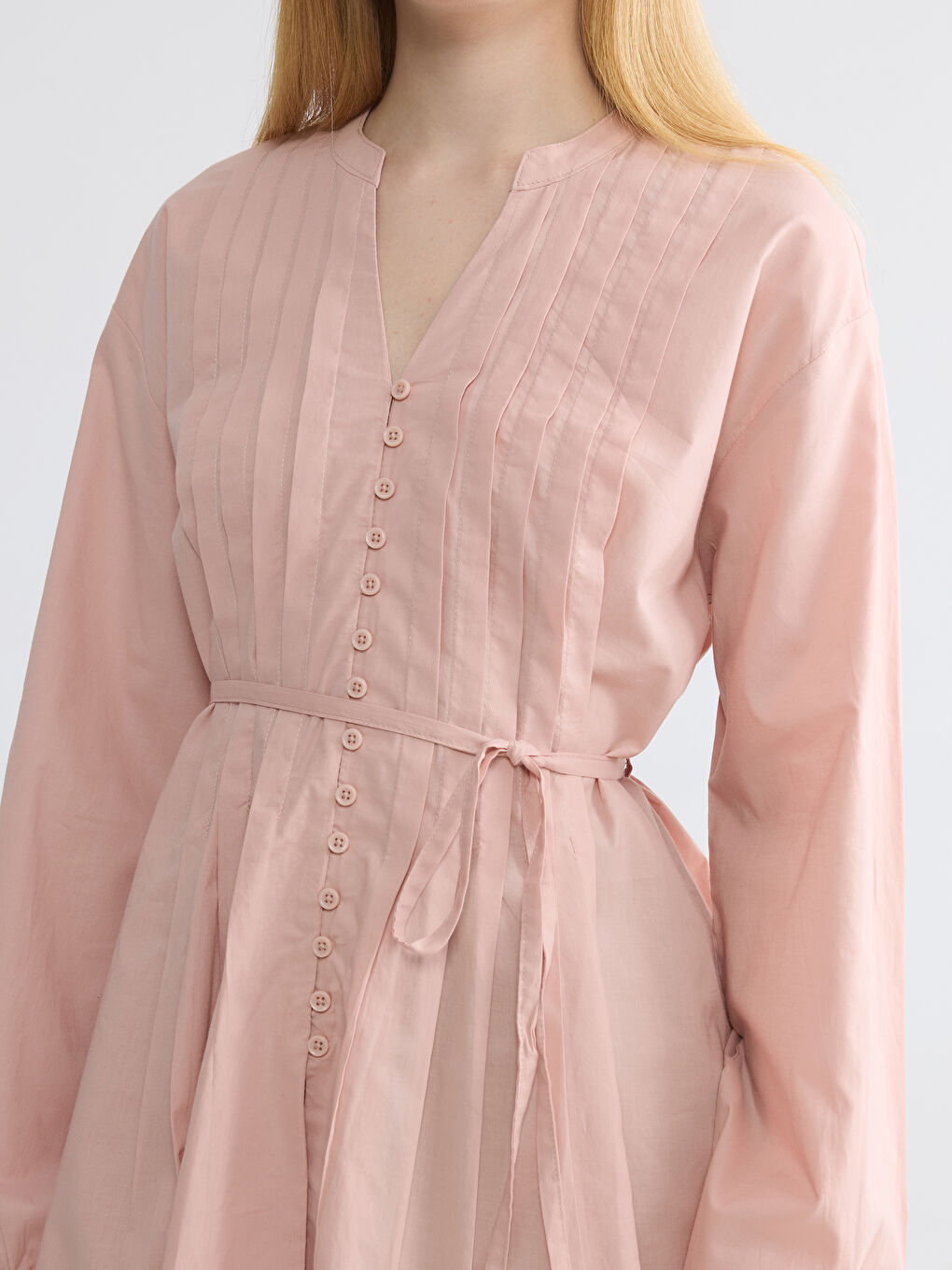 Notch Neck Pleated Blouse-2