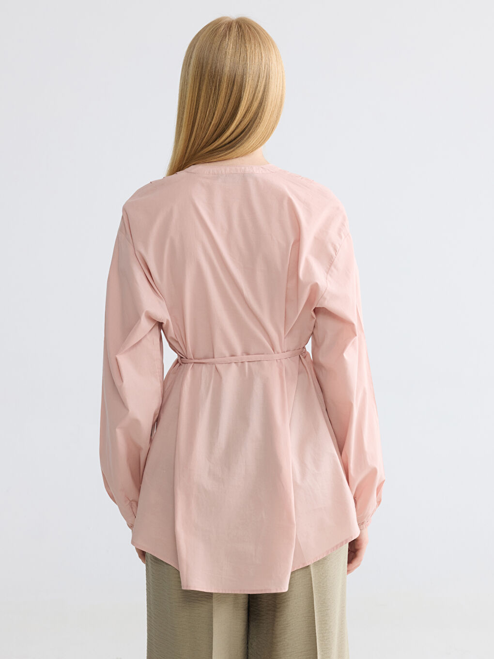 Notch Neck Pleated Blouse-3