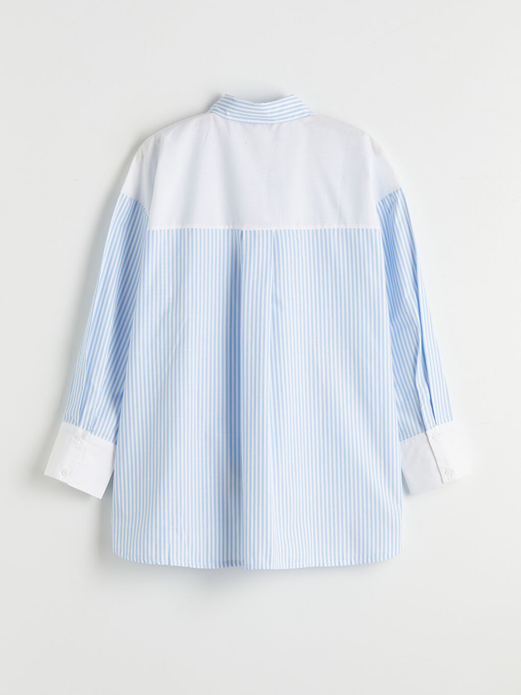 Женщины Голубой Рубашка-туника-6