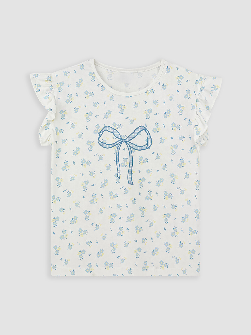 Printed Ruffled Girls' T-Shirt