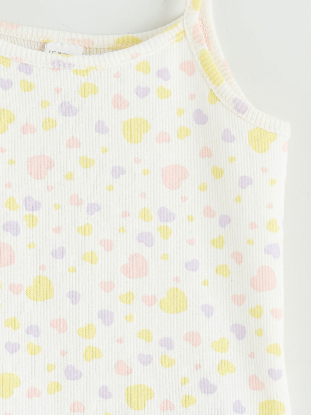 Ekru Kare Yaka Baskılı Kız Çocuk Atlet 2'li-2