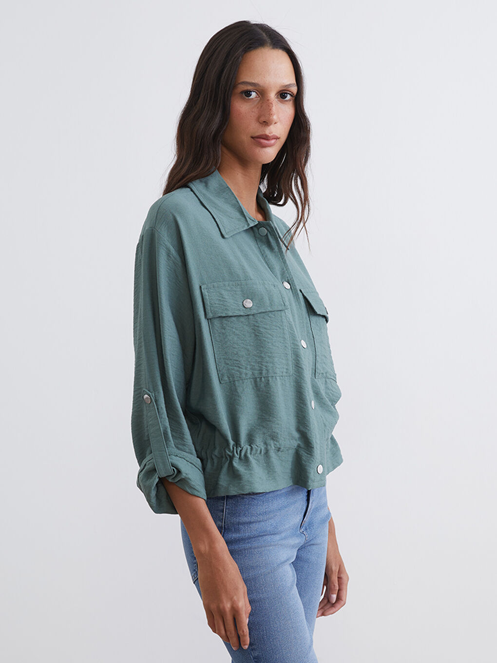 Textured Oversize Women's Shirt