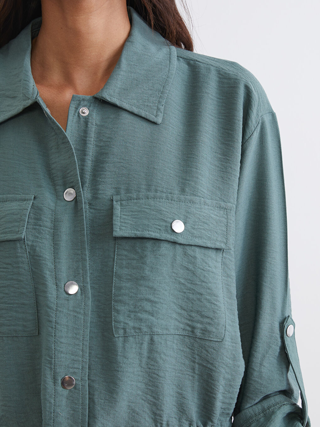 Textured Oversize Women's Shirt-2