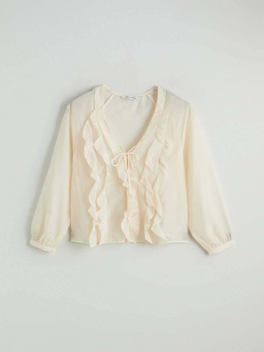V Neck Frilled Chiffon Blouse-4