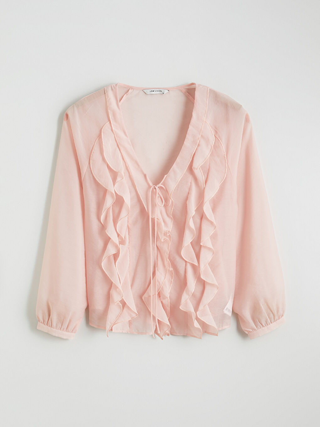 Bluză Șifon cu Volănașe și Decolteu în V-4