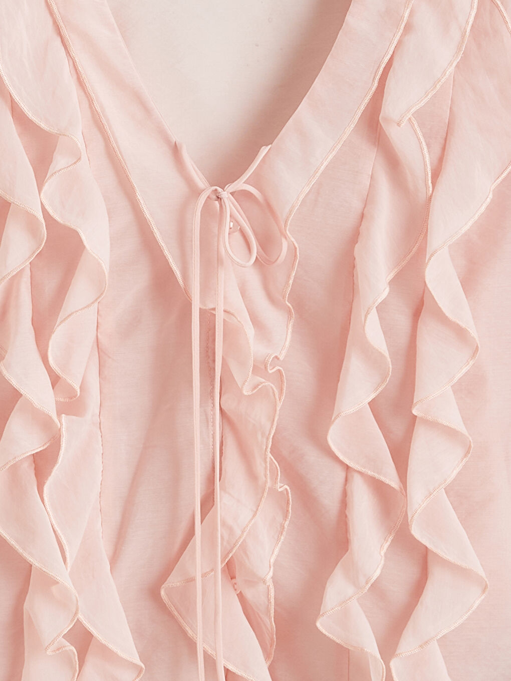 Bluză Șifon cu Volănașe și Decolteu în V-5