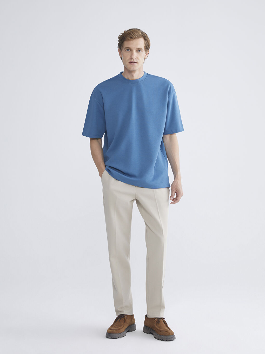 Mavi Bisiklet Yaka Erkek Tişört-1