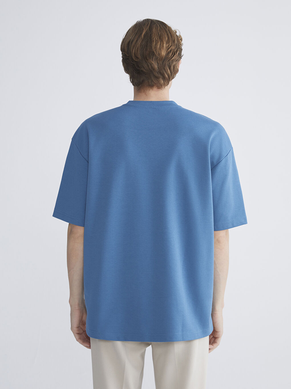 Mavi Bisiklet Yaka Erkek Tişört-3