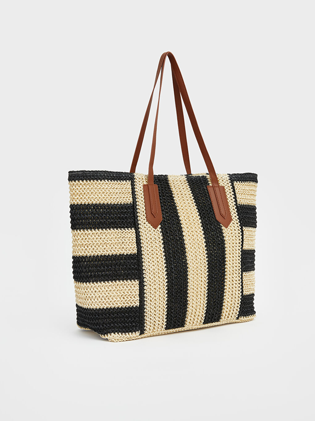Женская полосатая пляжная сумка с плечевым ремнем-1