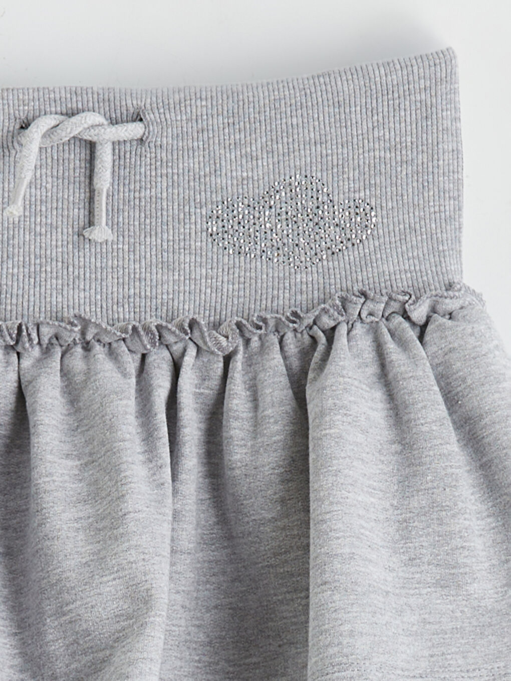 Gri Taşlı Fırfırlı Kız Çocuk Etek-1