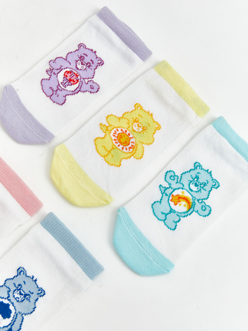 Lila Care Bears Desenli Kız Çocuk Patik Çorap 5'li-1
