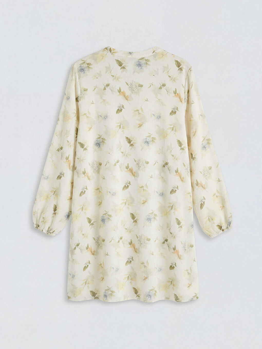 Bej Hakim Yaka Çiçekli Kadın Tunik-1