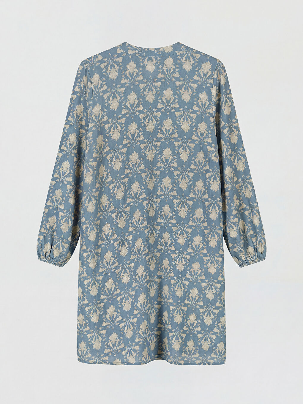 İndigo Hakim Yaka Desenli Kadın Tunik-1