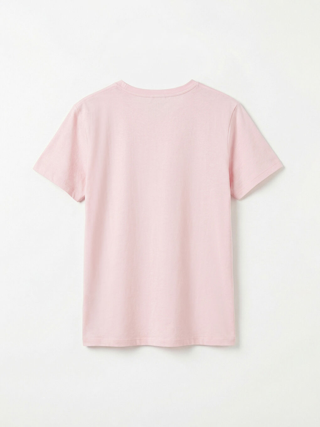 Pembe Bisiklet Yaka Baskılı Kadın Tişört-5