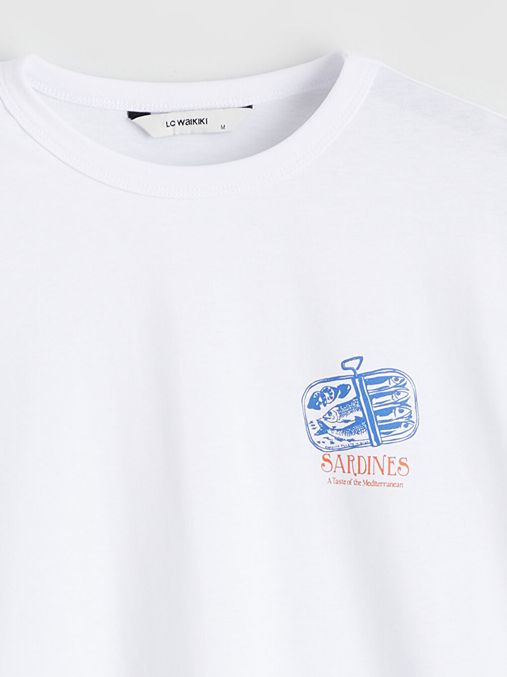 Beyaz Bisiklet Yaka Baskılı Oversize Kadın Tişört-5