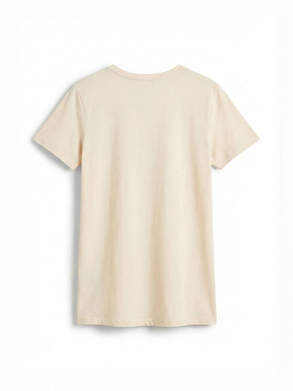 Bej Bisiklet Yaka Baskılı Kadın Tişört-5