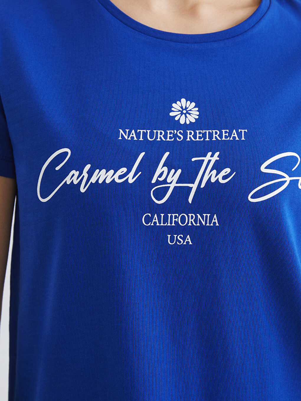 Mavi Bisiklet Yaka Baskılı Kadın Tişört-2