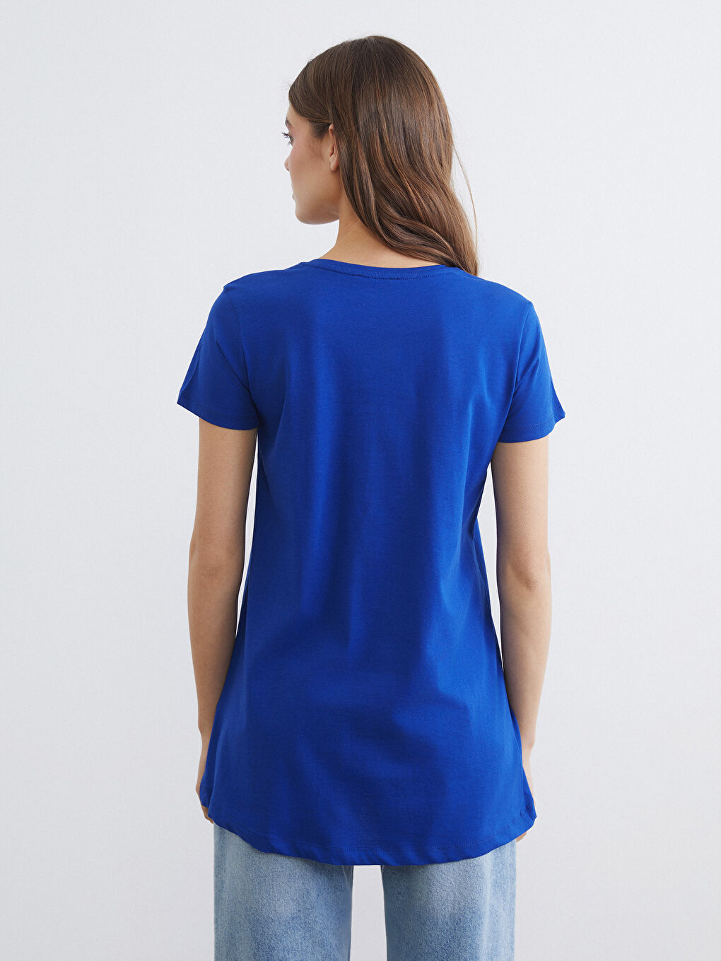 Mavi Bisiklet Yaka Baskılı Kadın Tişört-3