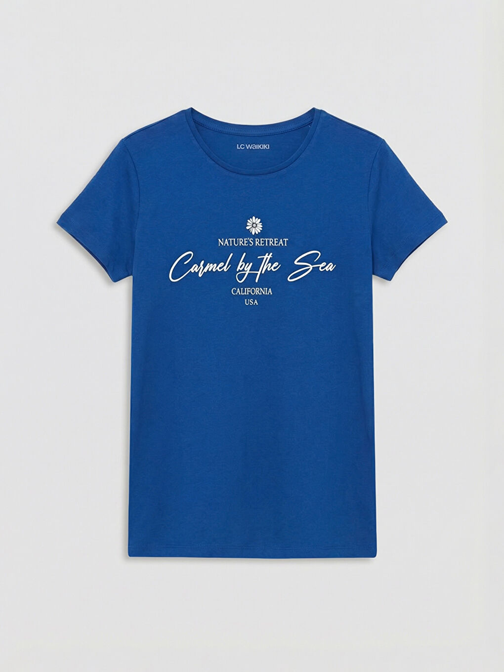 Mavi Bisiklet Yaka Baskılı Kadın Tişört-4