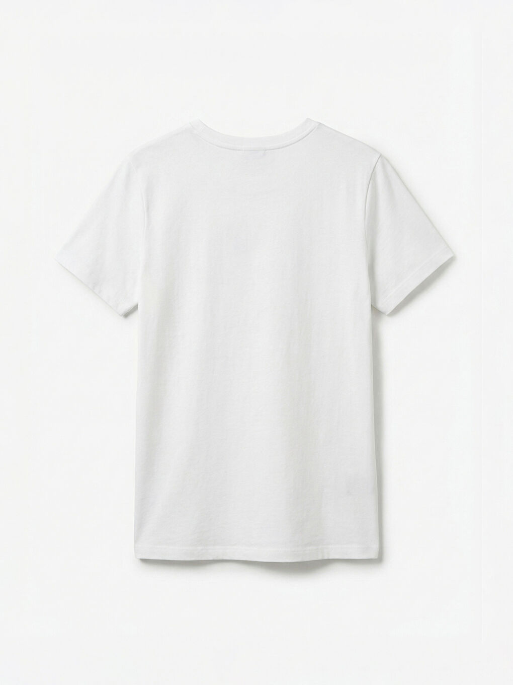 Beyaz Bisiklet Yaka Baskılı Kadın Tişört-5