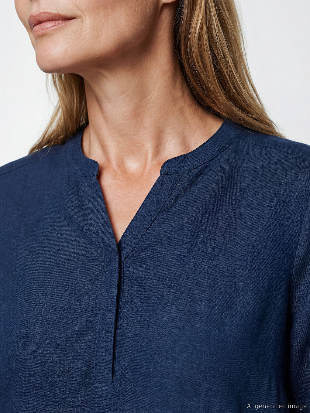 Kaçık Yaka Keten Karışımlı Elbise-2