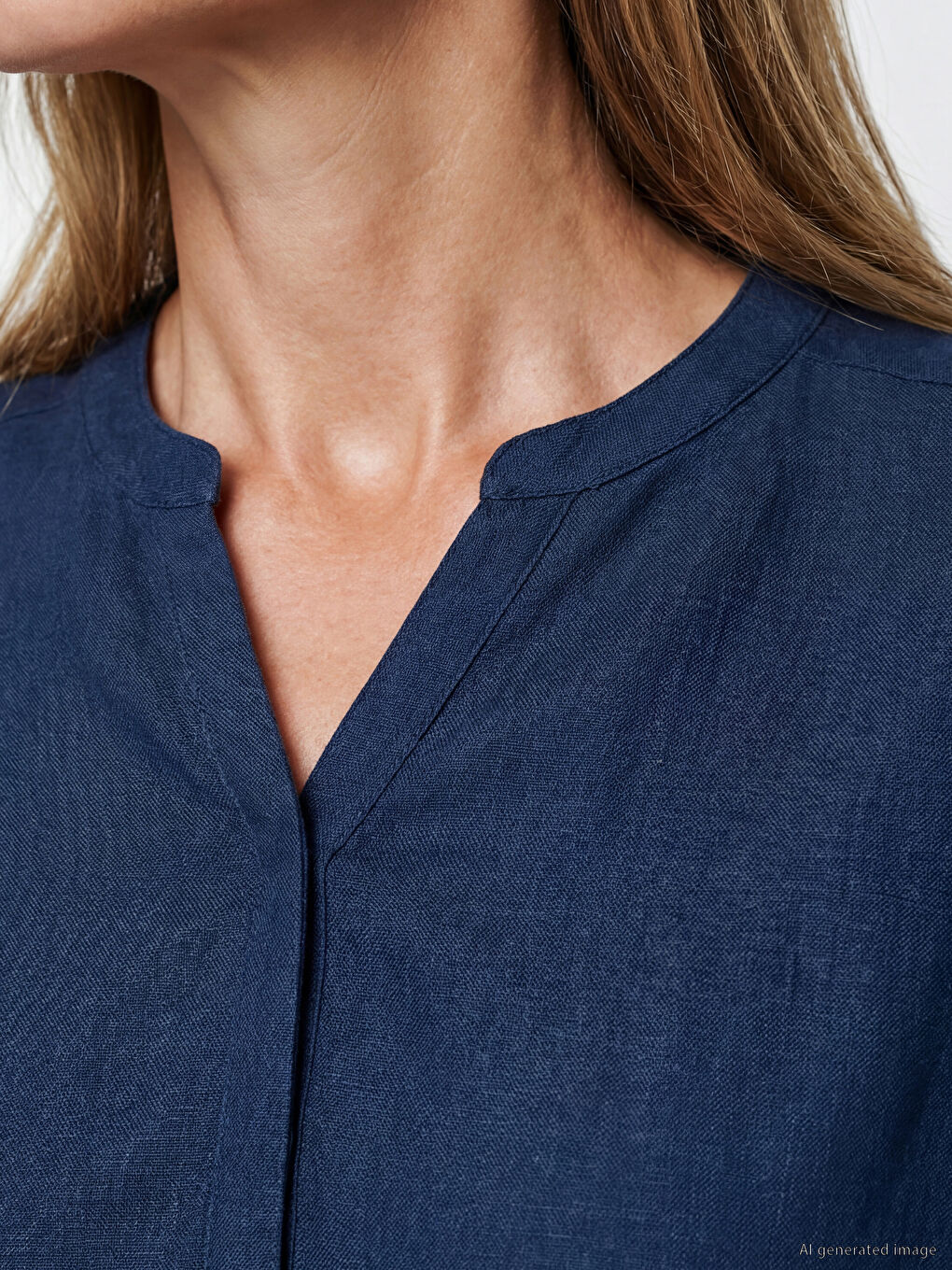 Notch Neck Linen Blend Dress-2