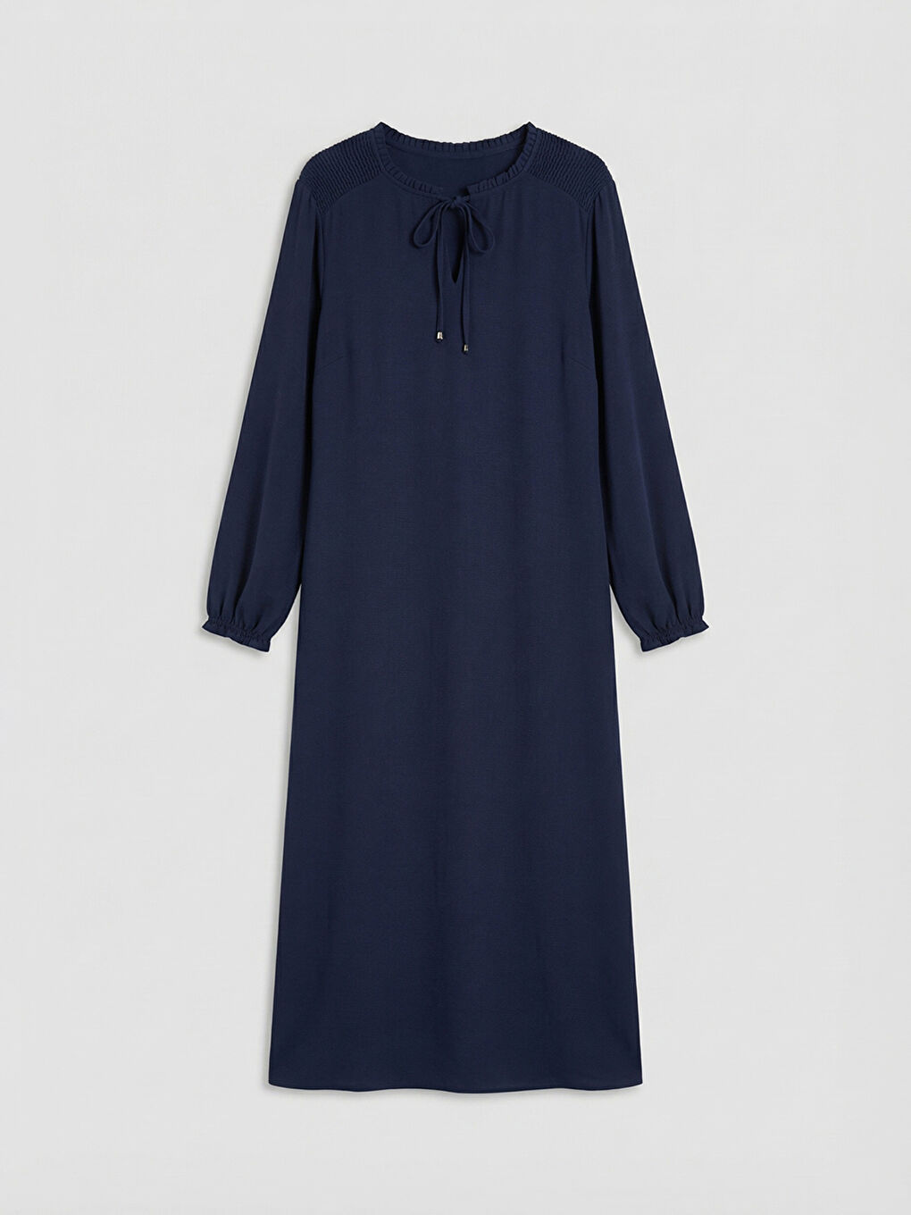 Lacivert Bağlamalı Yaka Elbise