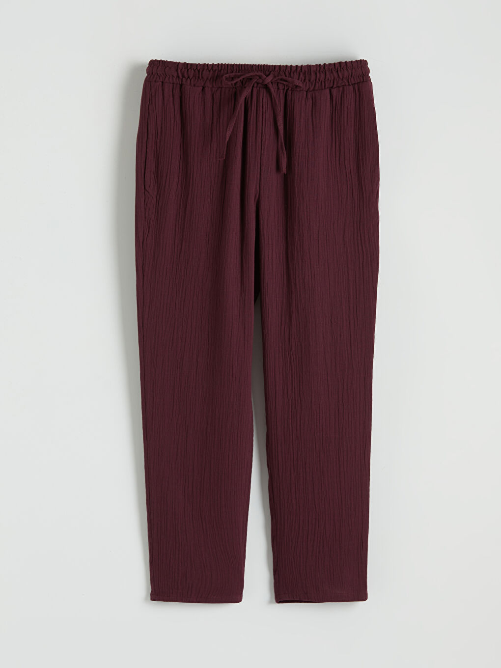 Mürdüm Beli Lastikli Havuç Kesim Kadın Müslin Pantolon	-4