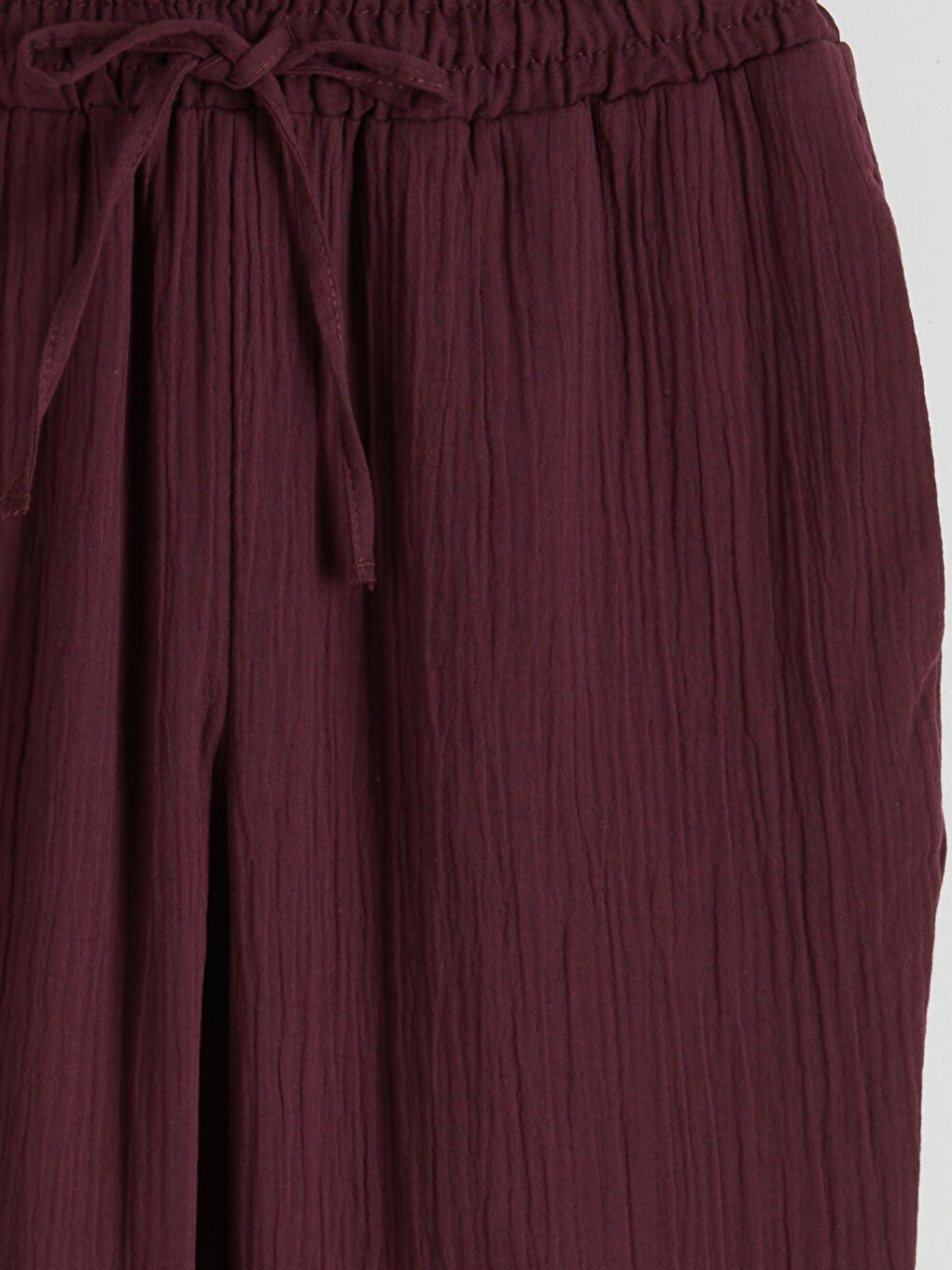 Mürdüm Beli Lastikli Havuç Kesim Kadın Müslin Pantolon	-5