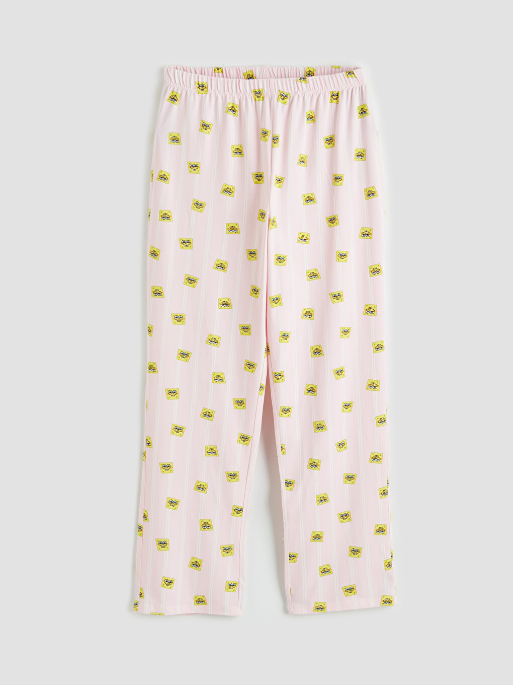 Pembe Beli Lastikli Desenli Kadın Pijama Alt-2