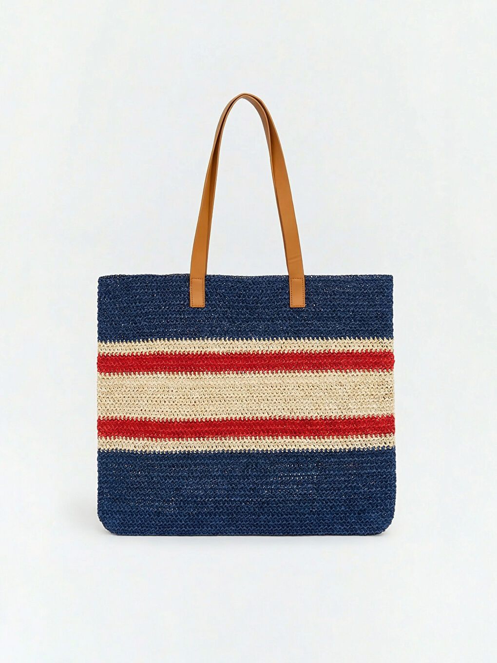 Lacivert Kadın Hasır Plaj Çantası