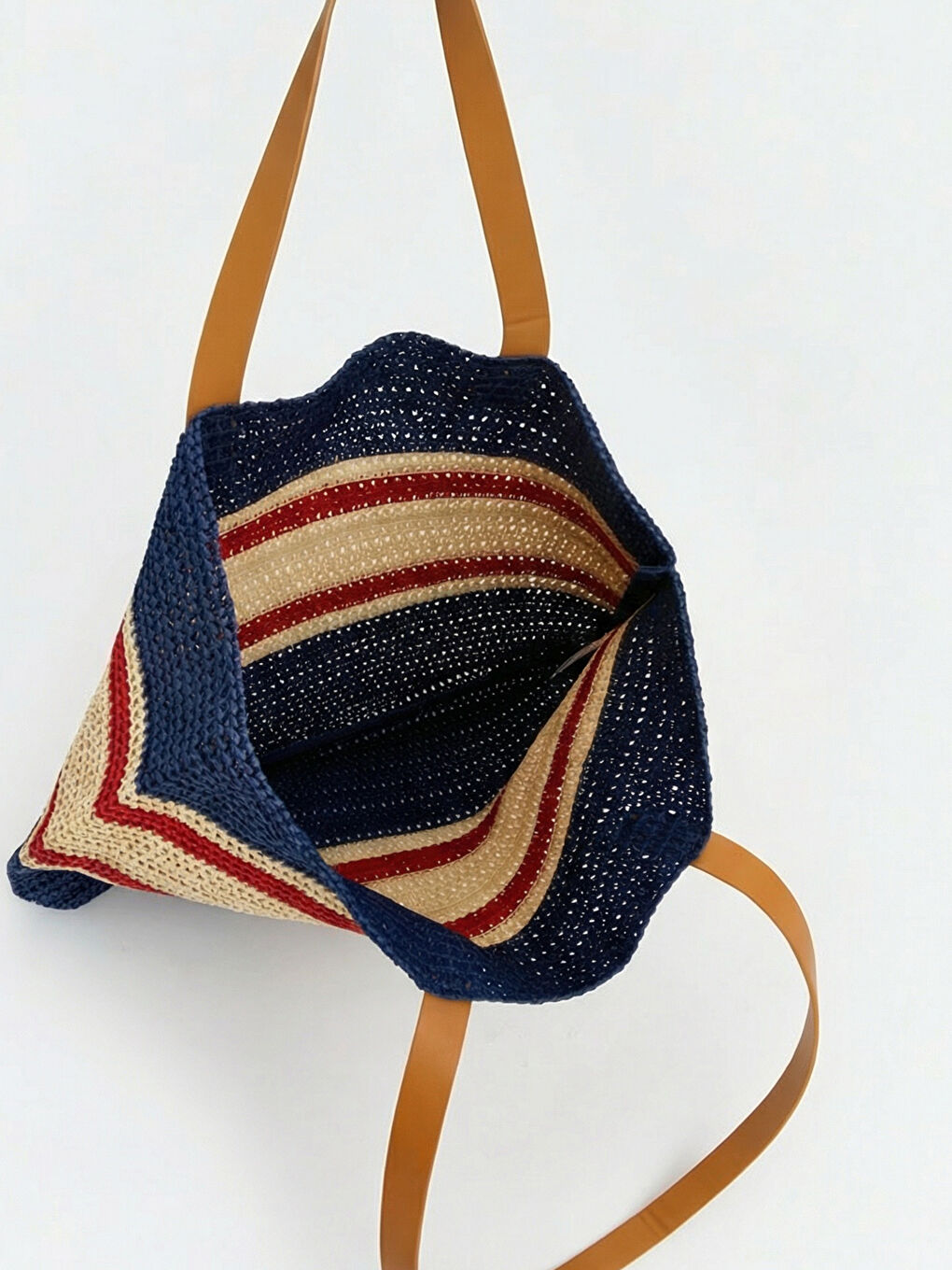 Lacivert Kadın Hasır Plaj Çantası-1