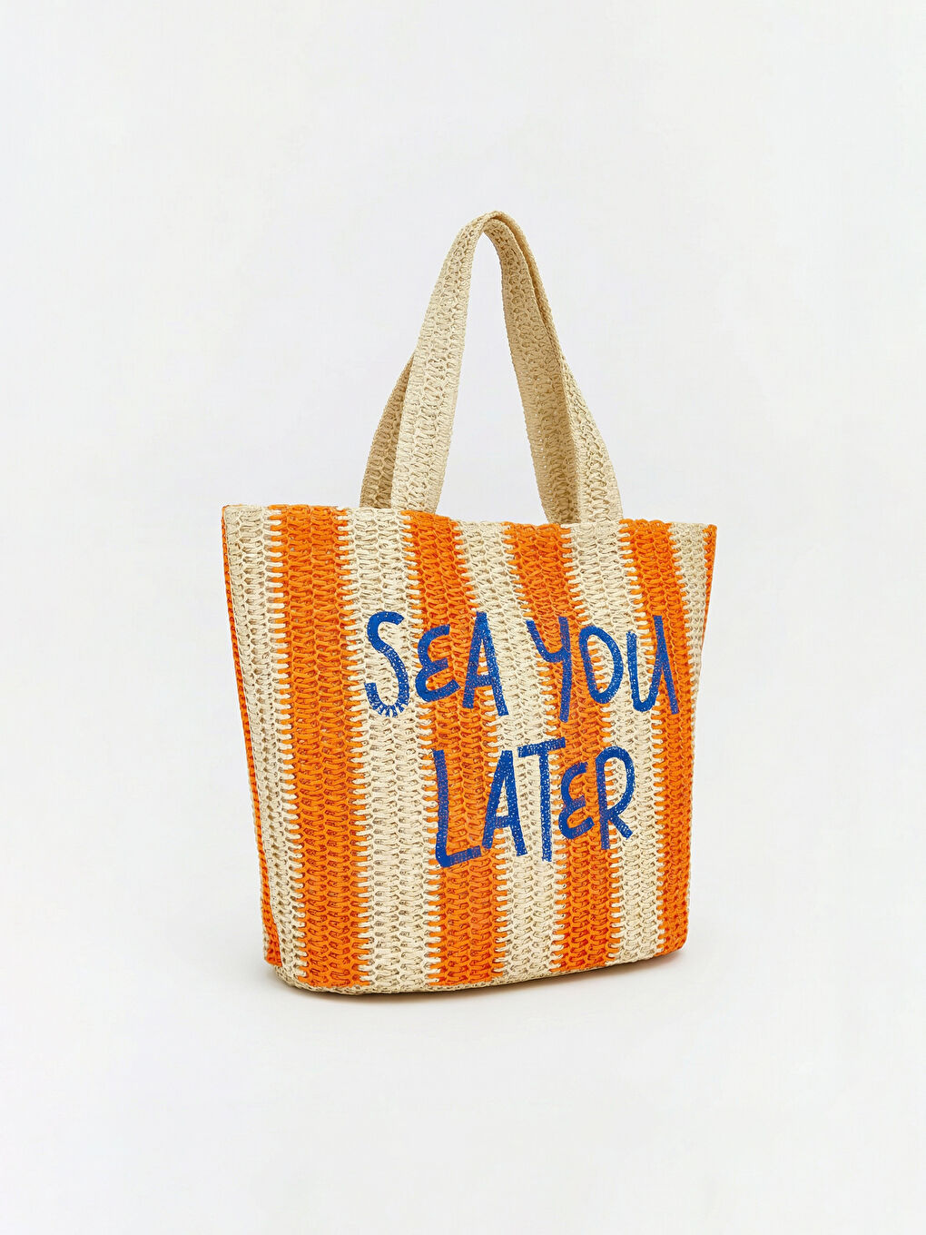 Turuncu Hasır Kadın Plaj Çantası-1