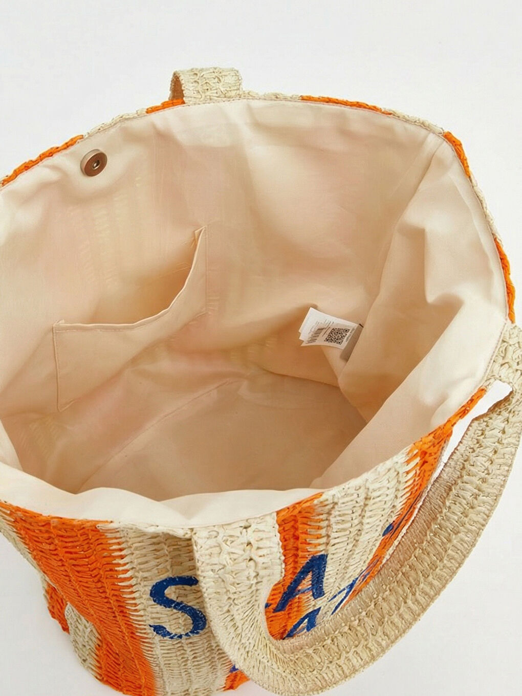 Turuncu Hasır Kadın Plaj Çantası-2