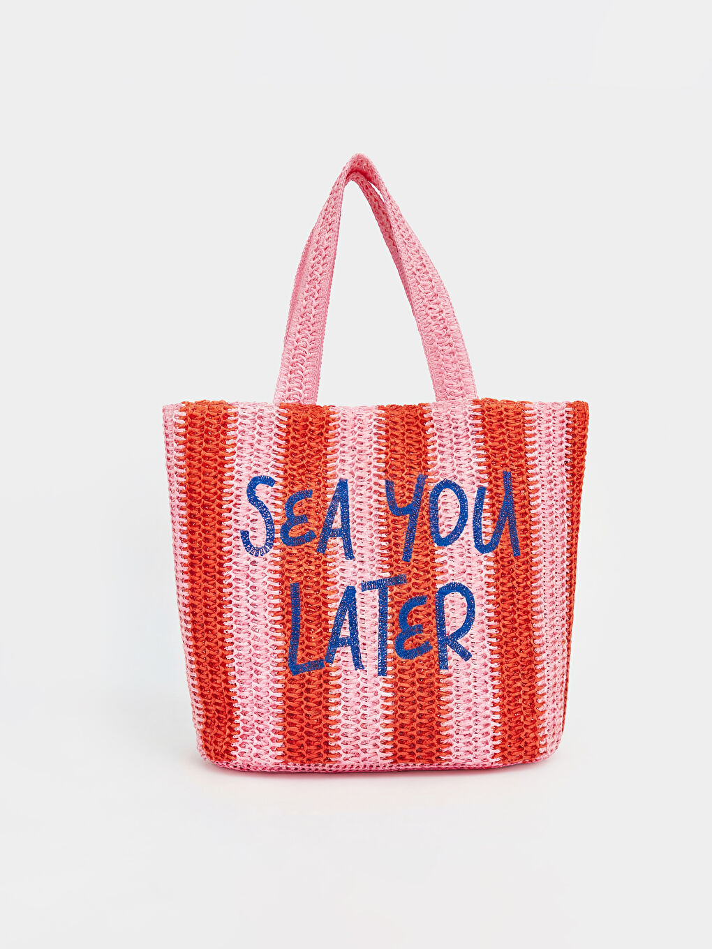 Kırmızı Hasır Kadın Plaj Çantası