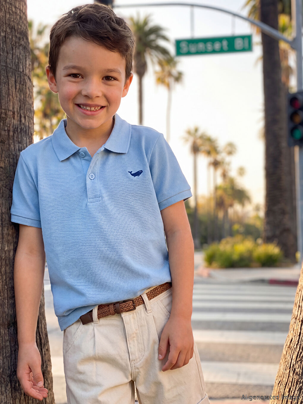 Тениска с поло яка и бродерия за момчета-1