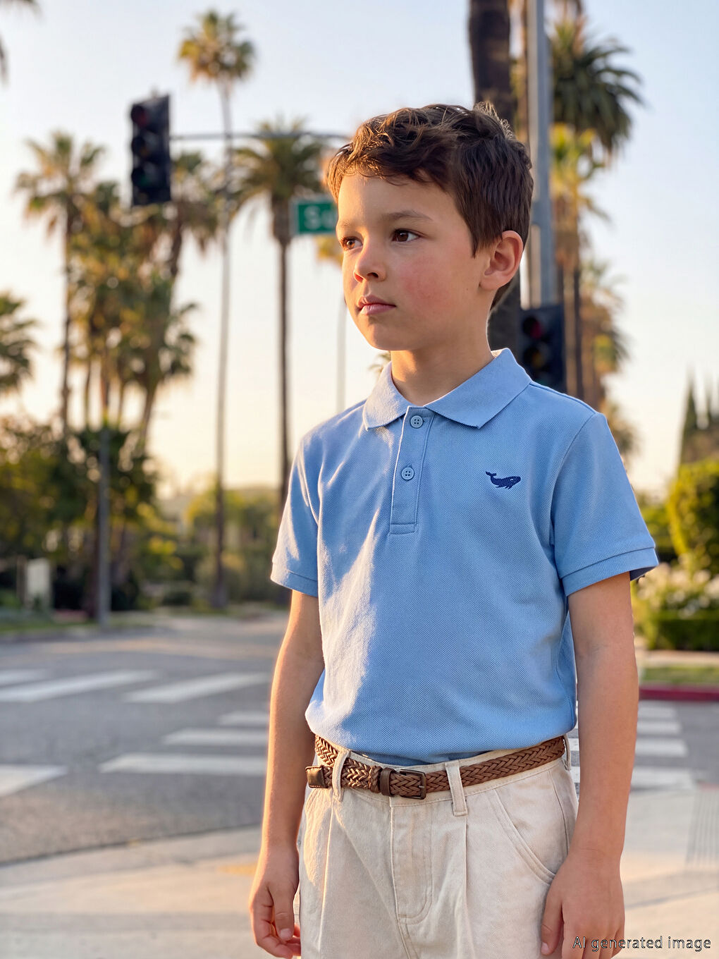 Тениска с поло яка и бродерия за момчета-2