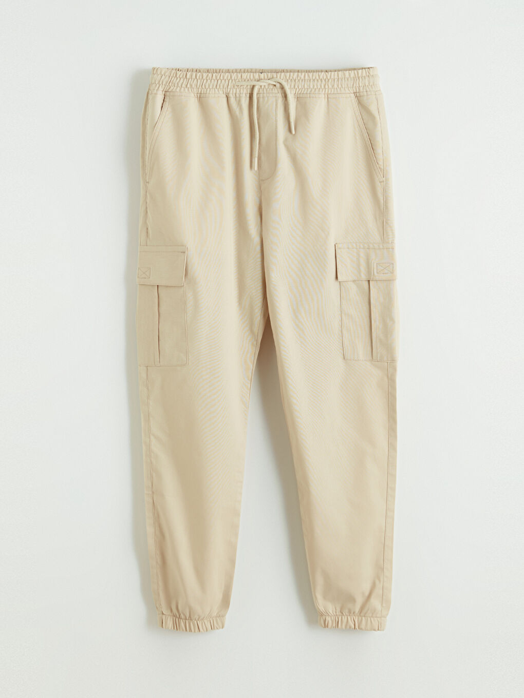 Ekru Slim Fit Erkek Kargo Pantolon-4