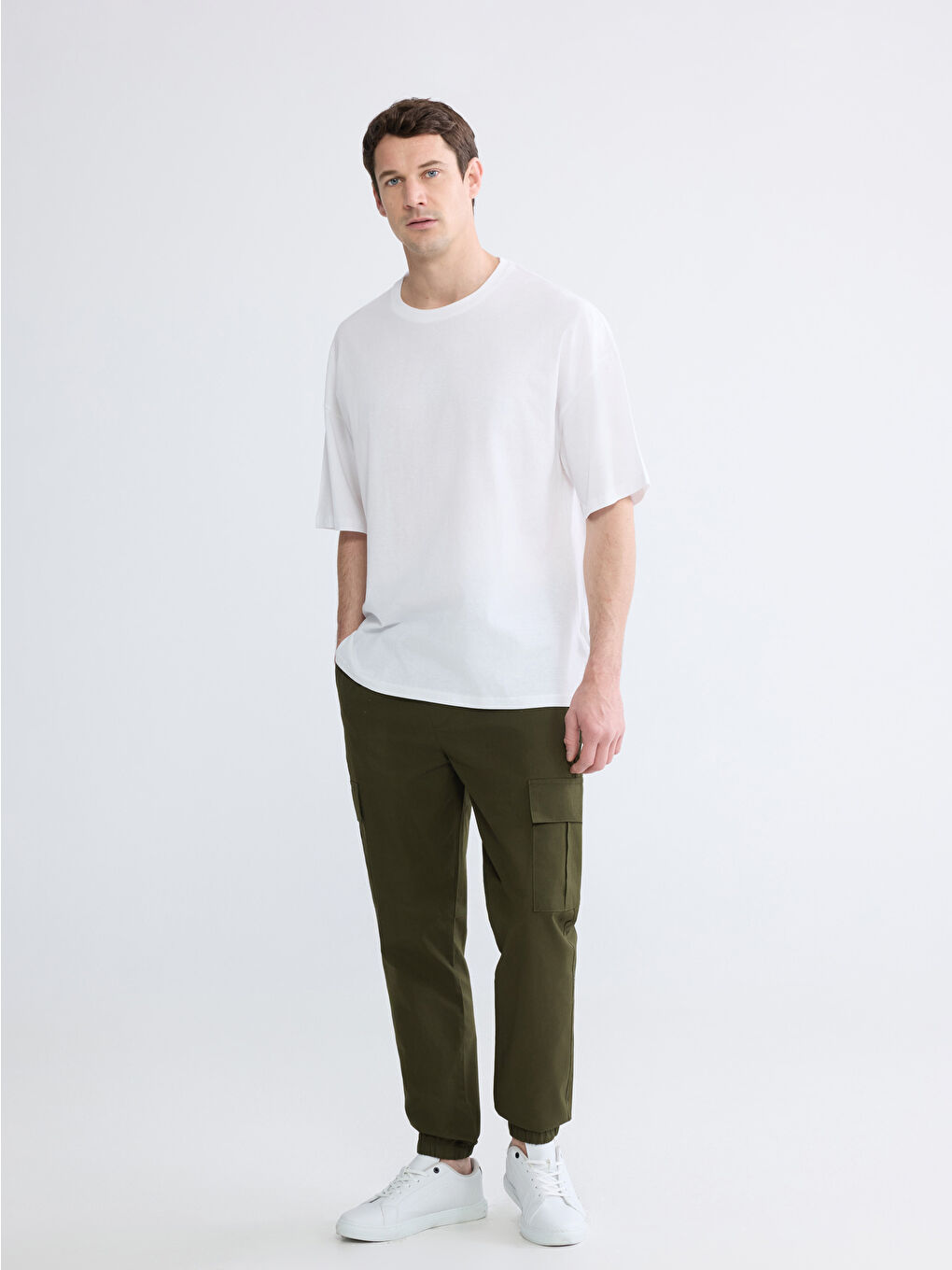 Haki Slim Fit Erkek Kargo Pantolon