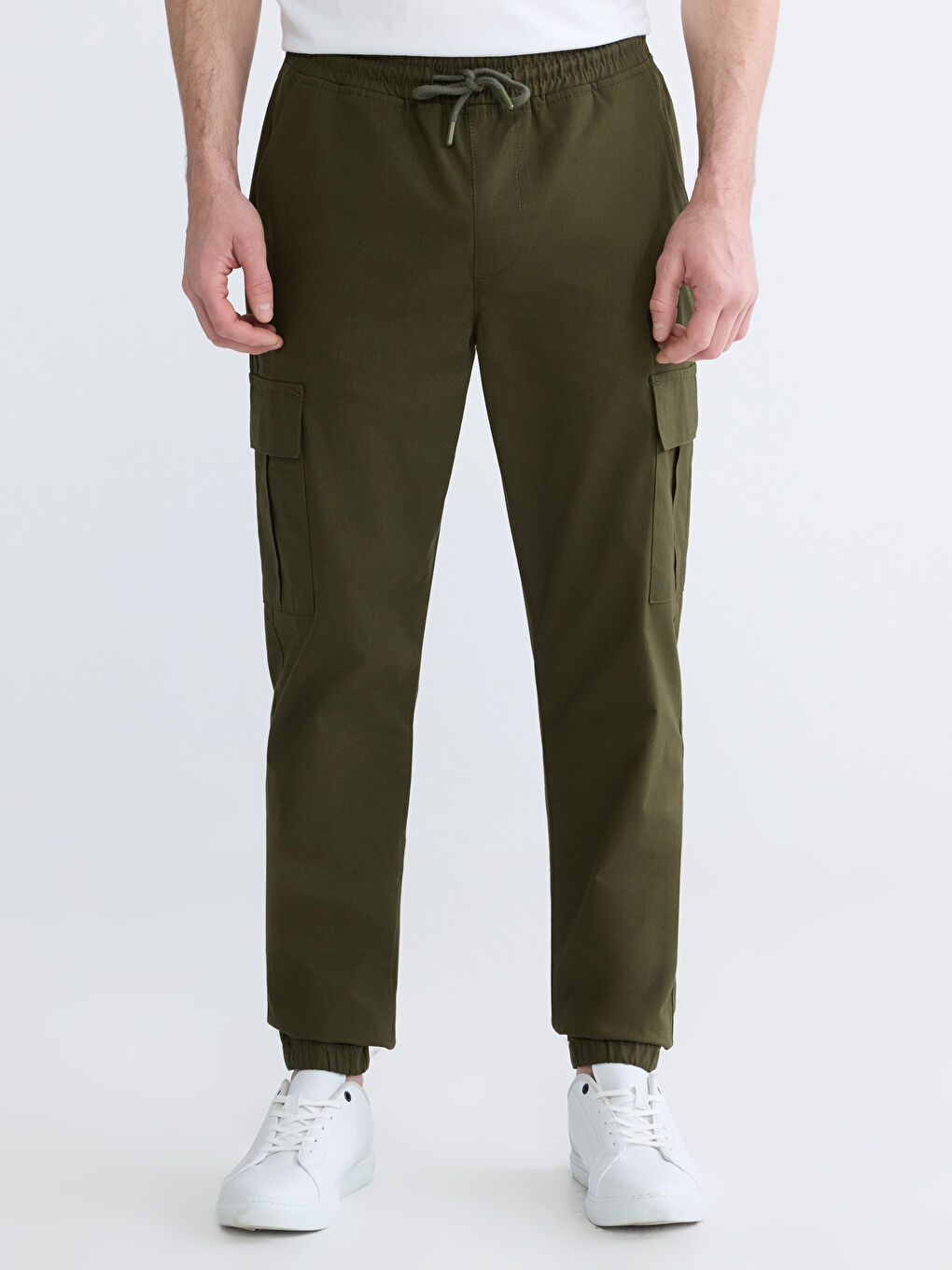 Haki Slim Fit Erkek Kargo Pantolon-1