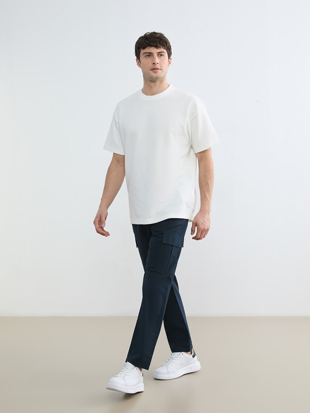 Lacivert Loose Fit Erkek Kargo Pantolon