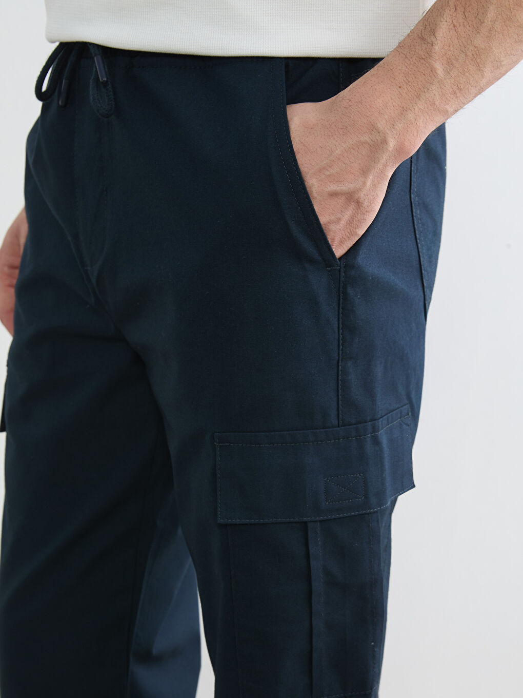 Lacivert Loose Fit Erkek Kargo Pantolon-2