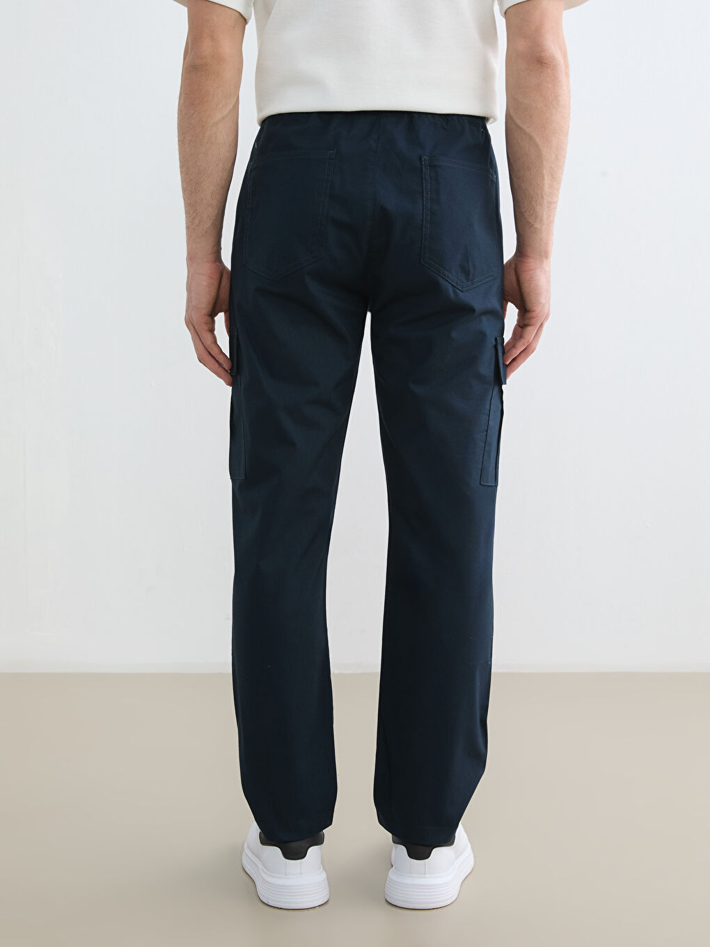 Lacivert Loose Fit Erkek Kargo Pantolon-3
